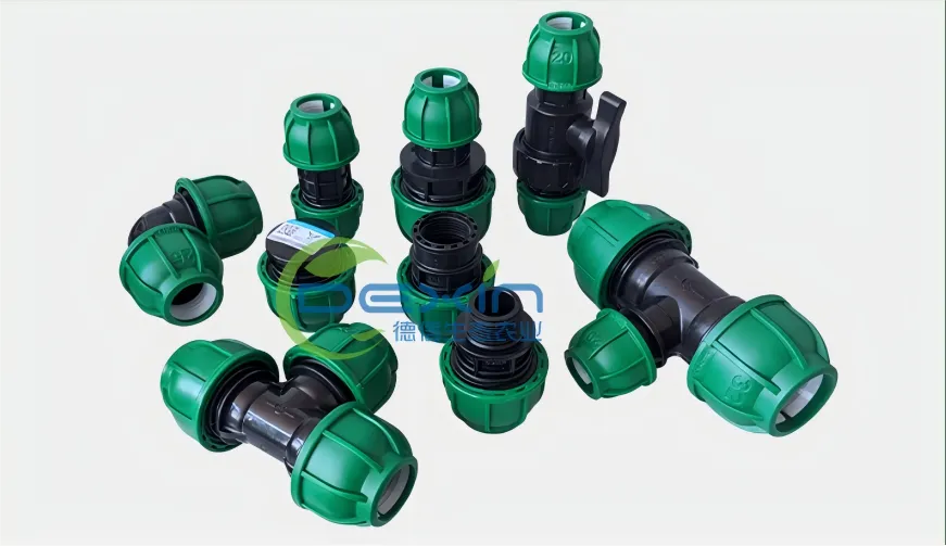 High Quality PN16 PE Pipe Quick Connectors All Types Size Green PP Compression Fittings for Irrigation System Application image